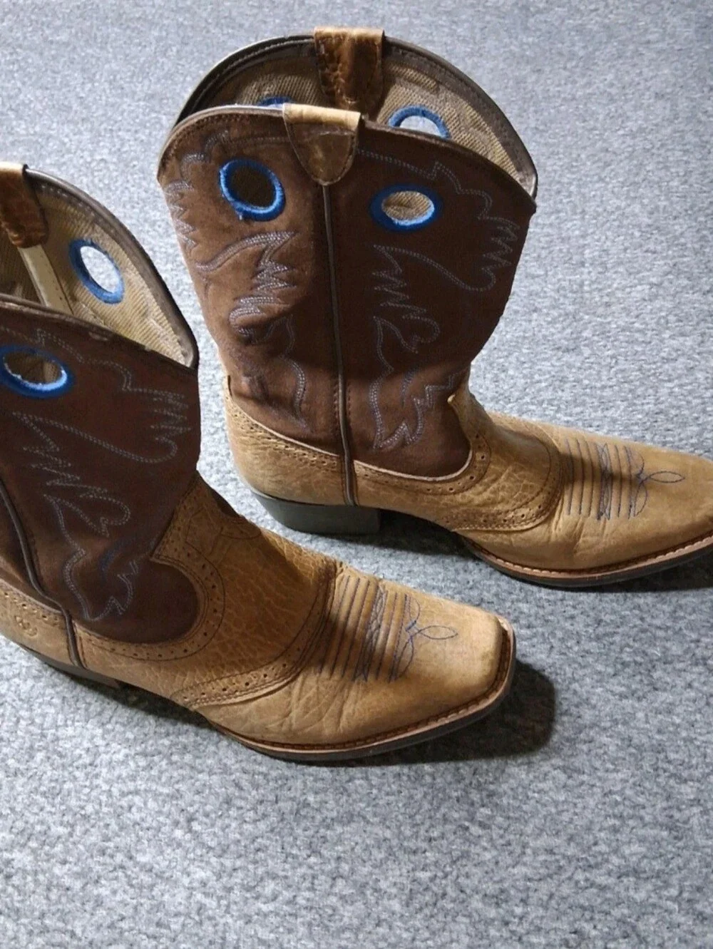 Ariat Kids Rough Stock Leather Cowboy Boots Size 6Y Square Toe Western